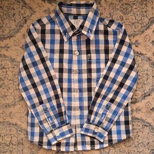 Crown & Ivy Kids Blue and Black Plaid Button-Down Shirt